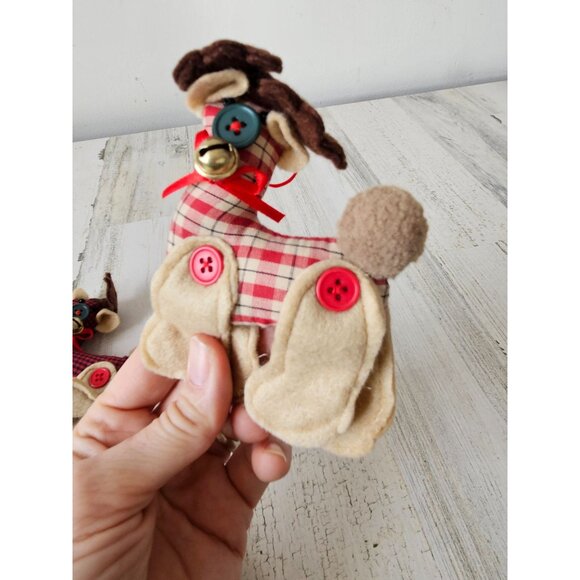 Plush stuffed deer button ornament tree set Xmas - Picture 5 of 8